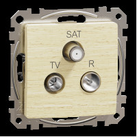 TV/SAT/R socket, Sedna Design & Elements, male IEC, female IEC, terminal, 4dB, PRO, wood birch impression