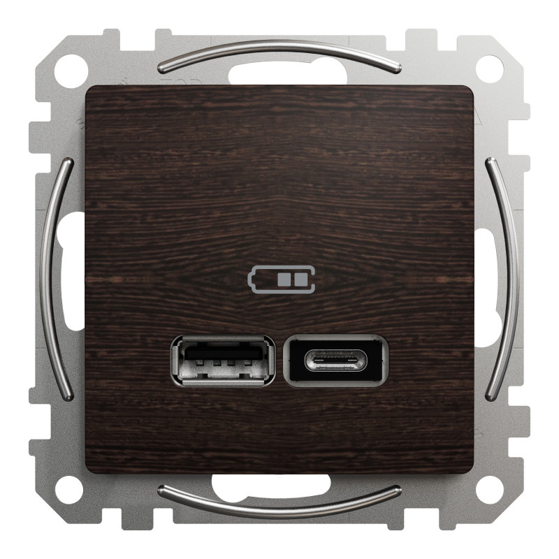USB розетка типу А+С, 2,4 А, Венге Sedna Elements