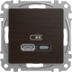 USB розетка A+C, 3 A, 45 Вт, Венге Sedna Elements