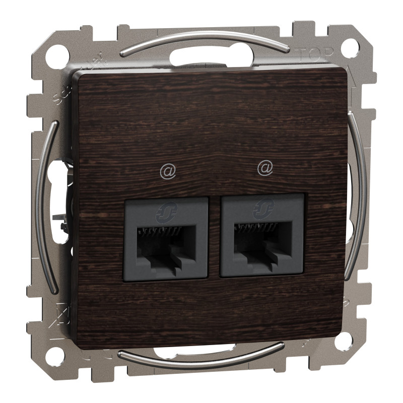 Подвійна комп'ютерна розетка RJ45 CAT 5E UTP, Венге Sedna Elements