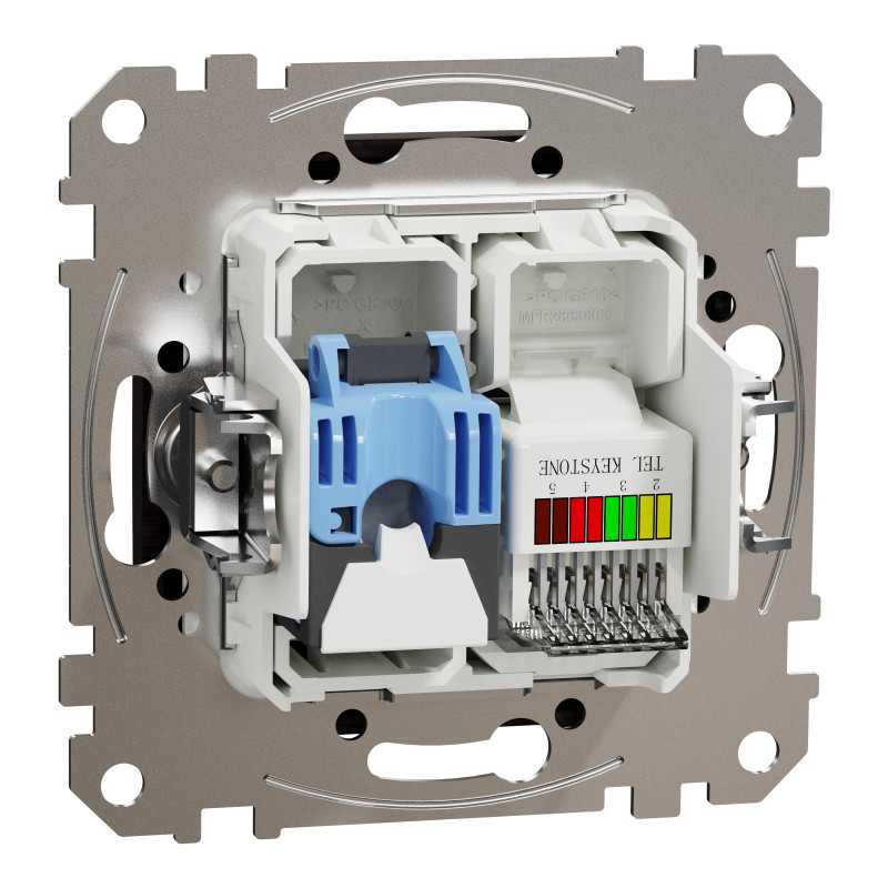 Розетка телекомунікаційна RJ45+RJ11 6UTP, венге, Sedna Design & Elements