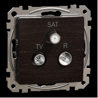 TV/SAT/R socket, Sedna Design & Elements, male IEC, female IEC, terminal, 4dB, PRO, wood wenge impression