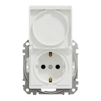 Розетка з заземлення, зі шторками, та з кришкою IP44 Білий Sedna Design