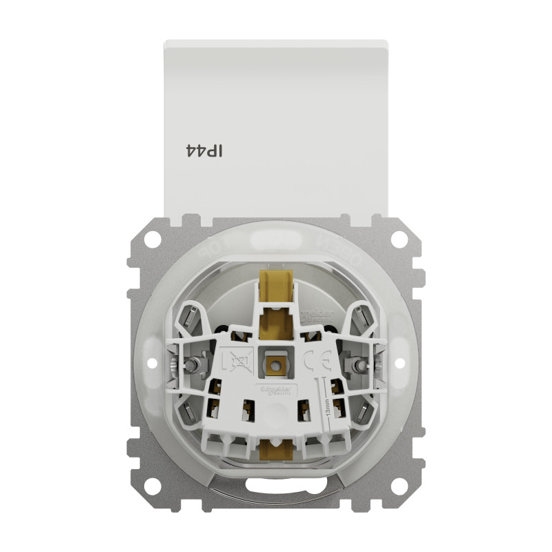 Розетка з заземлення, зі шторками, та з кришкою IP44 Білий Sedna Design