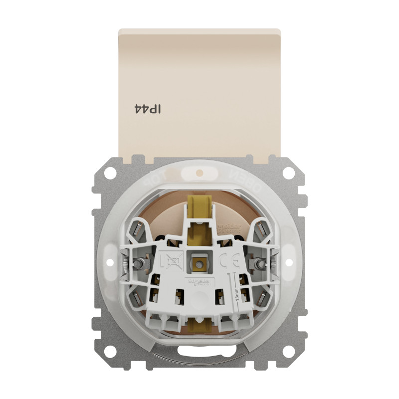 Розетка з заземлення, зі шторками, та з кришкою IP44 Бежевий Sedna Design