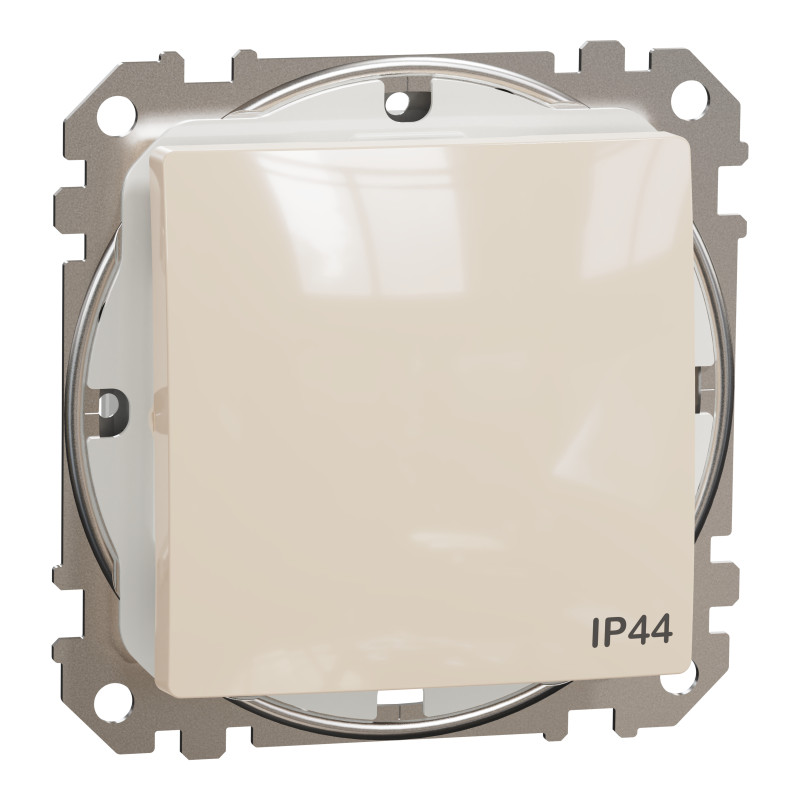 Одноклавішний вимикач, 10АX, IP44, бежевий, Sedna Design & Elements