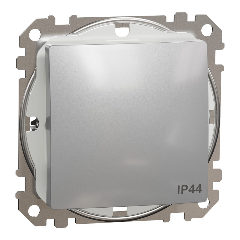 Одноклавішний вимикач, 10АX, IP44, алюміній, Sedna Design & Elements