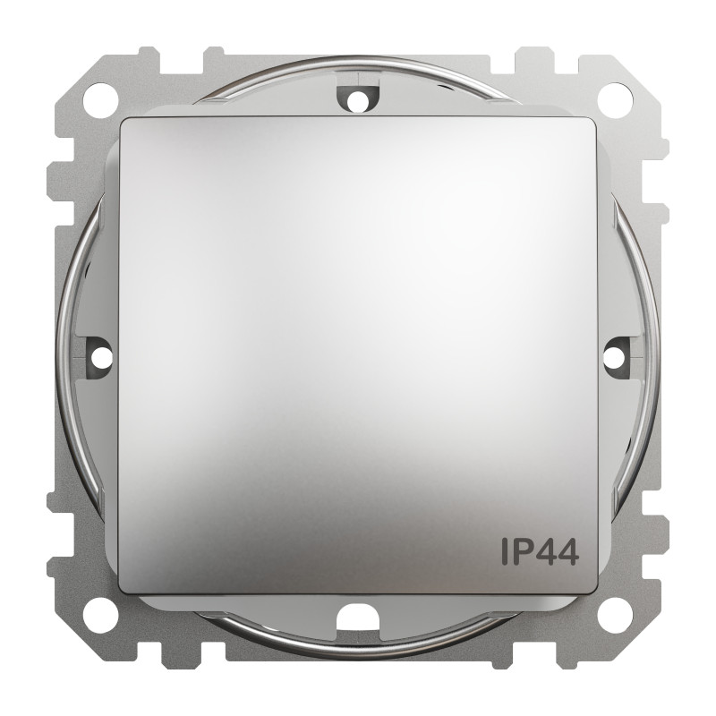 Одноклавішний вимикач, 10АX, IP44, матовий алюміній, Sedna Design & Elements