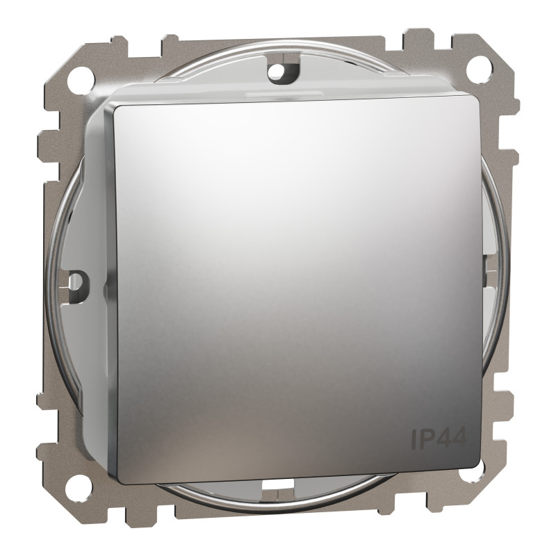 Одноклавішний вимикач, 10АX, IP44, матовий алюміній, Sedna Design & Elements