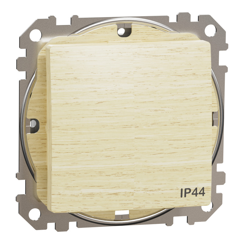 Одноклавішний вимикач, 10АX, IP44, береза, Sedna Design & Elements