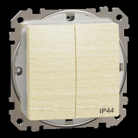 Двоклавішний вимикач IP44, 10А, Береза Sedna Elements