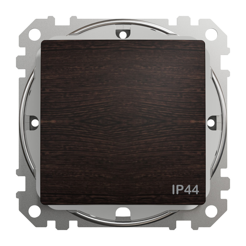 Одноклавішний вимикач, 10АX, IP44, венге, Sedna Design & Elements