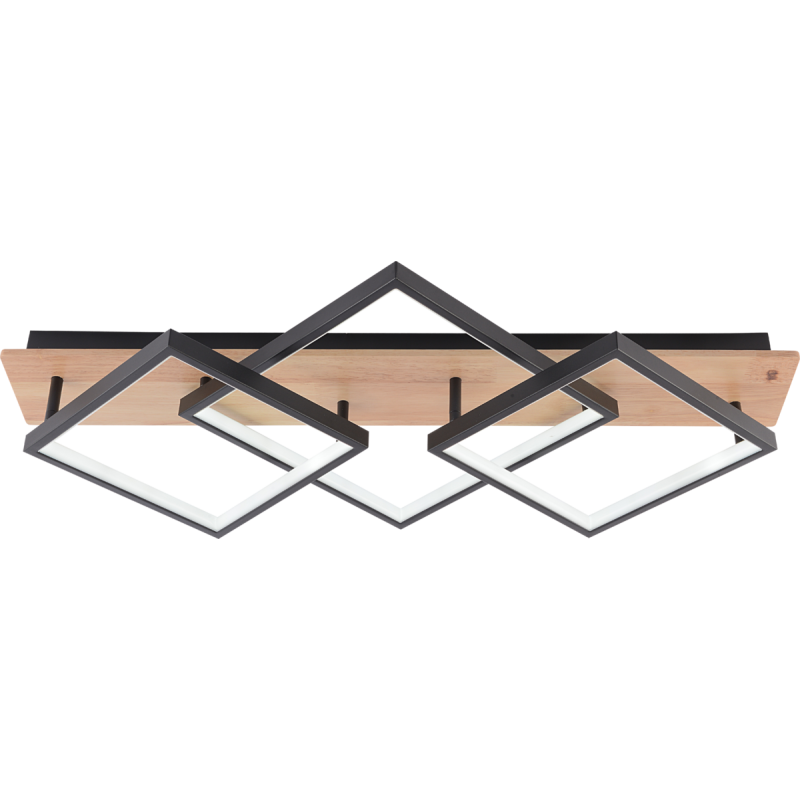 Люстра стельова VALESO DK6588/3 BK+WOOD, чорний + дерево