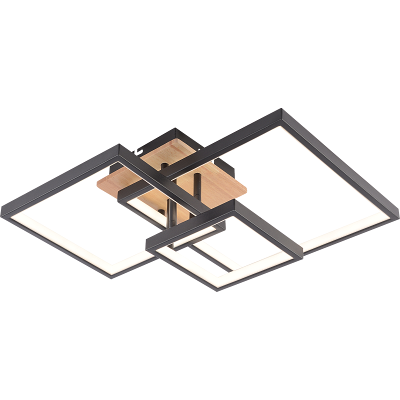 Люстра стельова VALESO DK6589-3 BK+WOOD, чорний + дерево, LED 102W