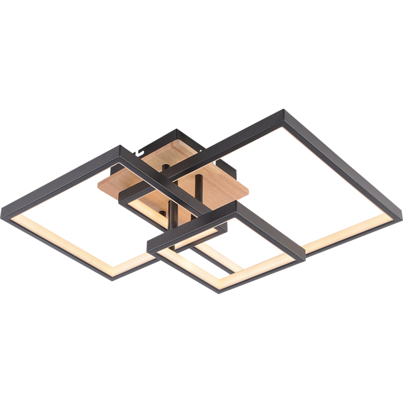 Люстра стельова VALESO DK6589-3 BK+WOOD, чорний + дерево, LED 102W