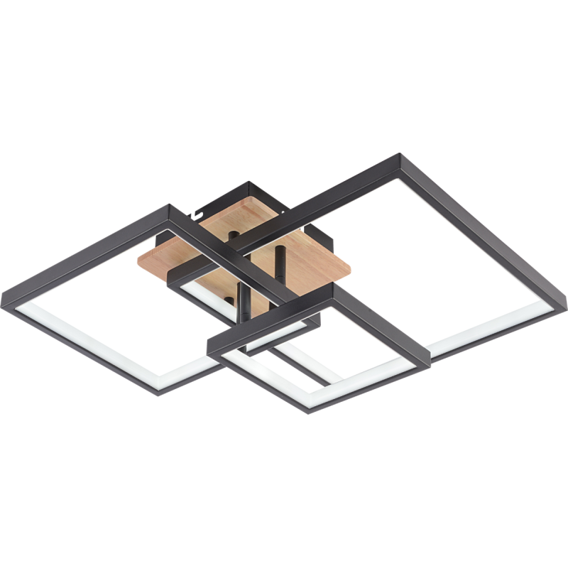 Люстра стельова VALESO DK6589-3 BK+WOOD, чорний + дерево, LED 102W