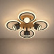 Люстра стельова VALESO LI9926B-4+4A BK+WOOD, чорний + дерево, LED