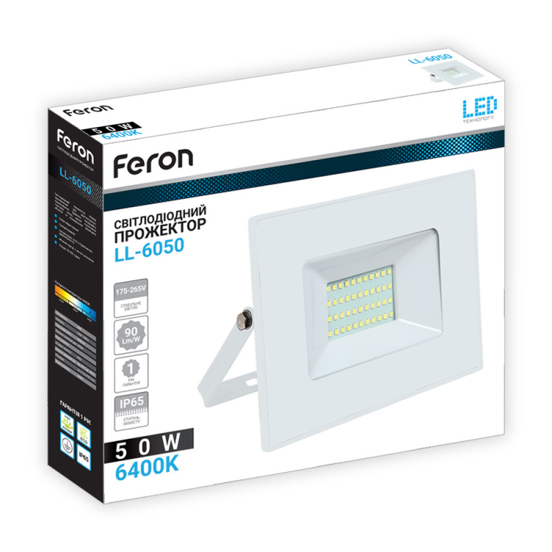 Світлодіодний прожектор Feron LL-6050 50Вт 6400K білий