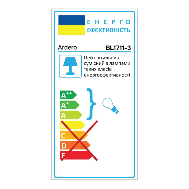 Накладний світильник Ardero BL1711-3 CHICAGO під лампу хром