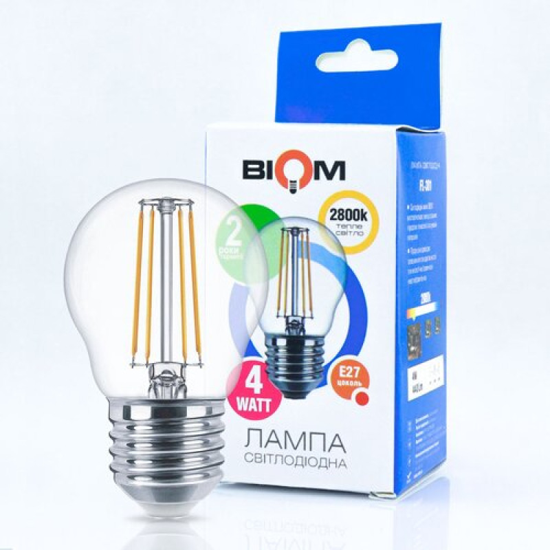 Свiтлодiодна лампа Biom FL-301 G45 4W E27 2800K