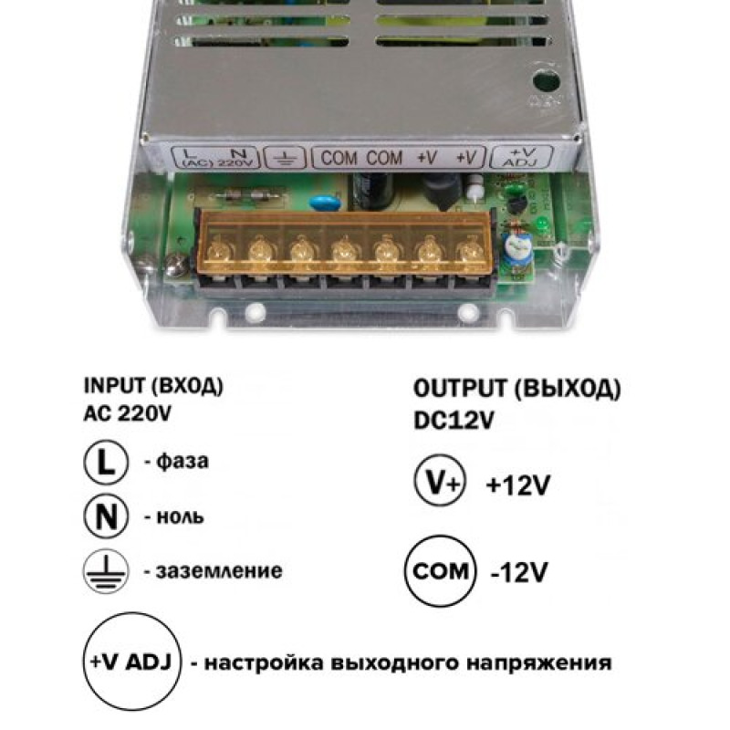 Блок живлення OEM DC12 150W 12,5А TR-150-12
