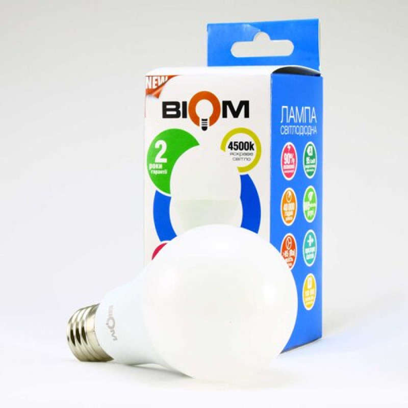 Свiтлодiодна лампа Biom BT-516 A65 15W E27 4500К матова