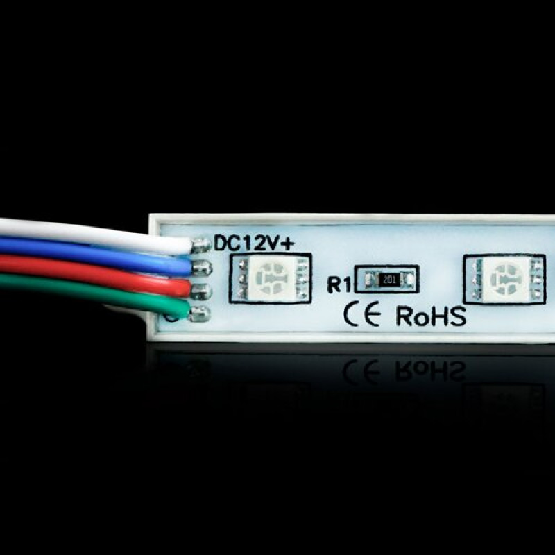 Світлодіодний модуль BRT 5050-3 led W 0.72W RGB, 12В, IP65 silicone