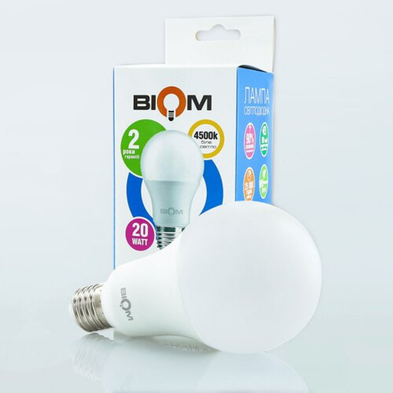 Світлодіодна лампа Biom BT-520 A80 20W E27 4500К матова