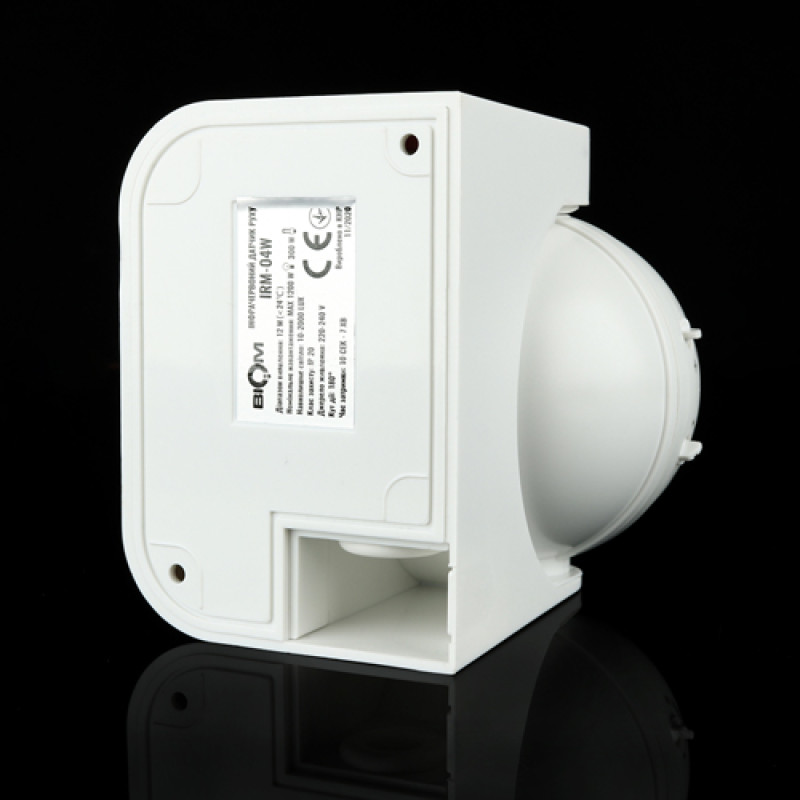 Інфрачервоний датчик руху BIOM IRM-04W max 1200Вт 180°, настінний, білий