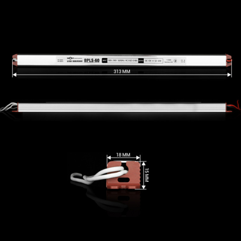 Блок живлення BIOM Professional DC12 60W BPLS-60-12 5А stick