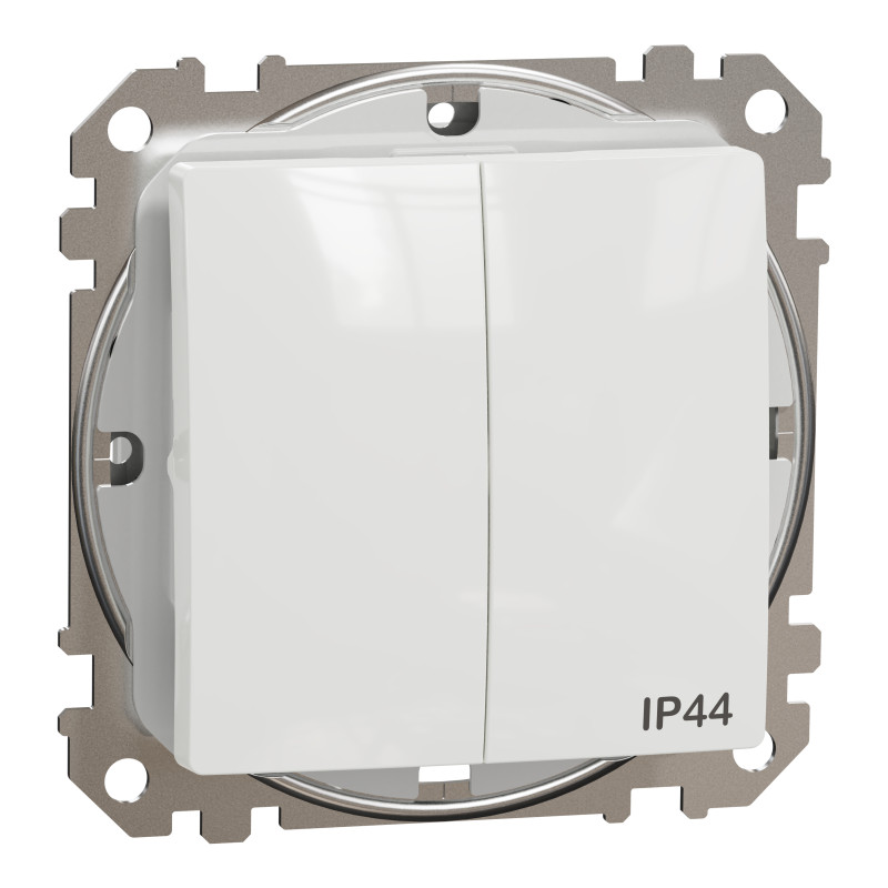 Двоклавішний вимикач IP44, 10А, Білий Sedna Design