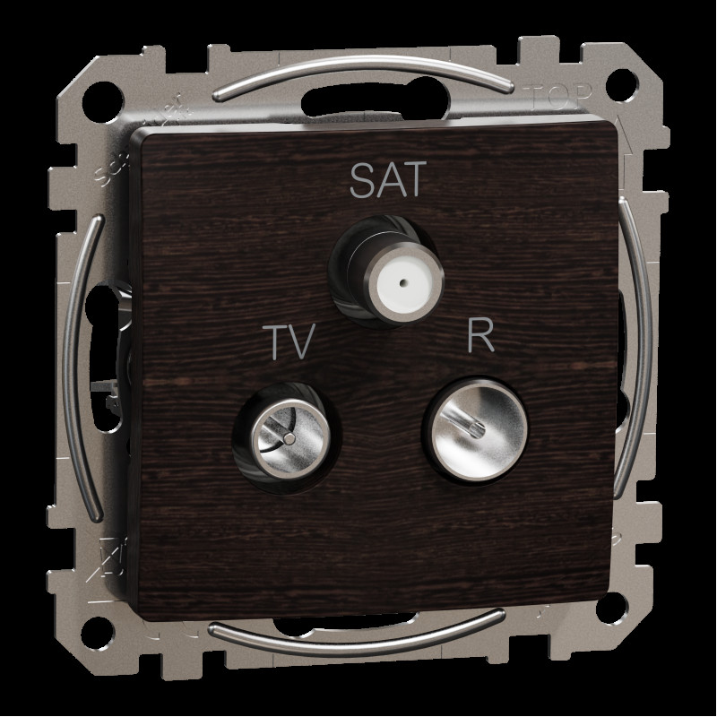 TV/SAT/R socket, Sedna Design & Elements, male IEC, female IEC, terminal, 4dB, PRO, wood wenge impression