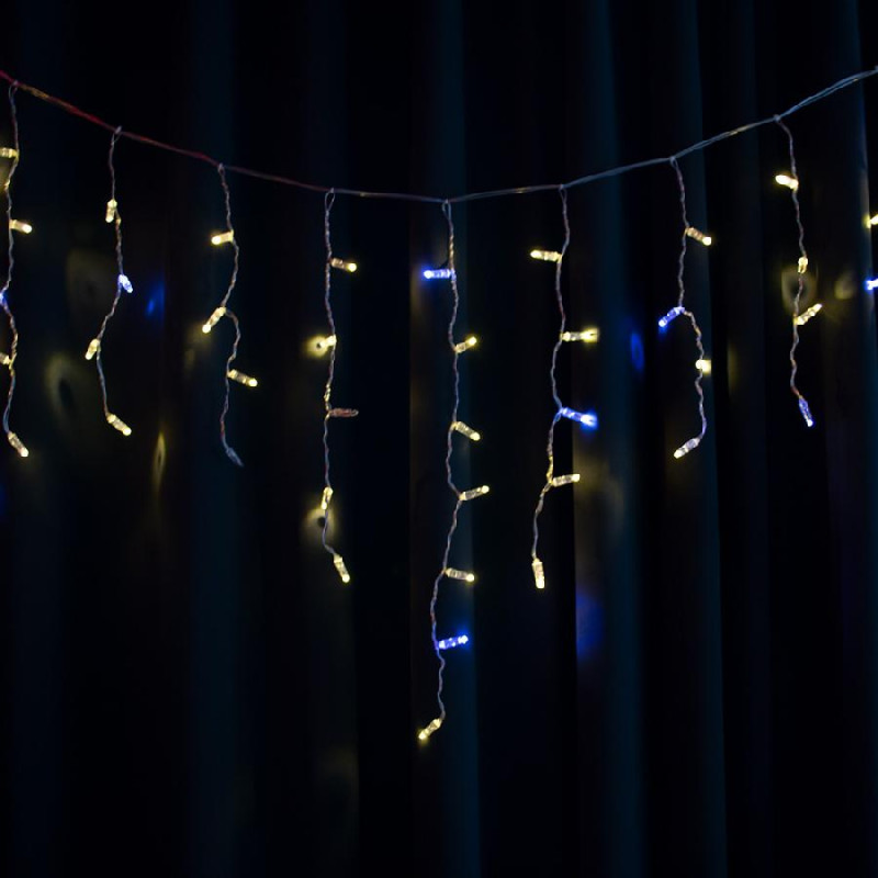 Гірлянда вулична STARLIGHT бахрома теплий/білий Flash 75LED IP44 прозорий 2x0,7м