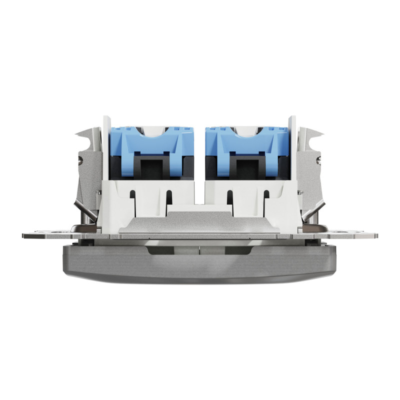 Data socket, Sedna Design & Elements, 2xRJ45 CAT6 UTP, PRO, aluminium