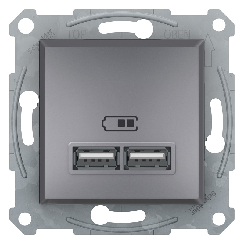 USB РОЗЕТКА 2,1A СТАЛЬ ASFORA