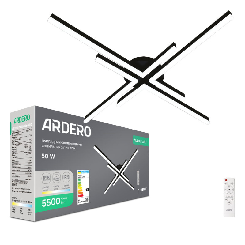 Світлодіодний накладний світильник Ardero AL6106-1ARD PHOENIX 50Вт чорний