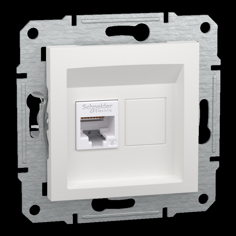 Розетка RJ45, тип UTP, категорія 6, білий, Asfora, без рамки