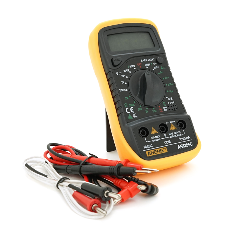 Мультиметр ANENG AN8205C, вимірювання: V, A, R, T, функція hFE Мультиметр ANENG AN8205C, вимірювання: V, A, R, T, функція hFE
