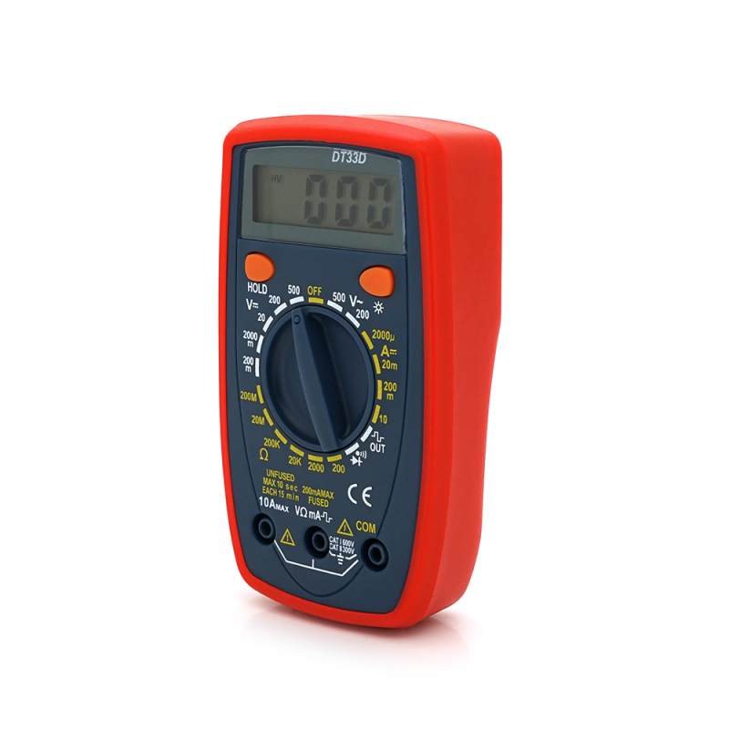 Мультиметр DT-33D, Вимірювання: V, A, R, 150г, 130*74*35mm, Q50 Мультиметр DT-33D, Вимірювання: V, A, R, 150г, 130*74*35mm, Q50