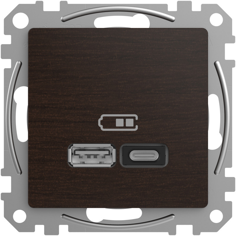 USB розетка A+C, 3 A, 45 Вт, Венге Sedna Elements