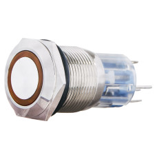 TYJ 19-271  Кнопка металева пласка з підсвічуванням, 1NO+1NC, жовта  24V.