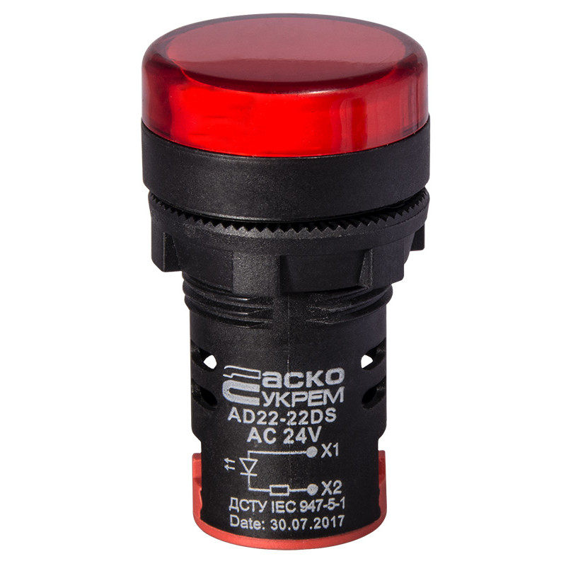 Сигнальна арматура AD22-22DS червона 24V АC/DC
