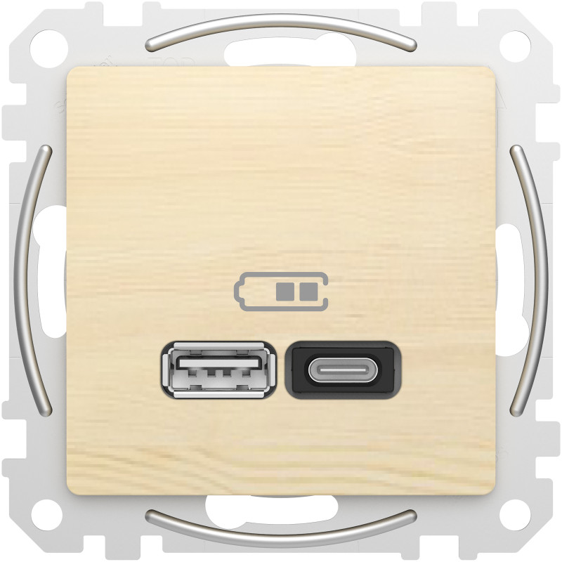 USB розетка A+C, 3 A, 45 Вт, Береза Sedna Elements