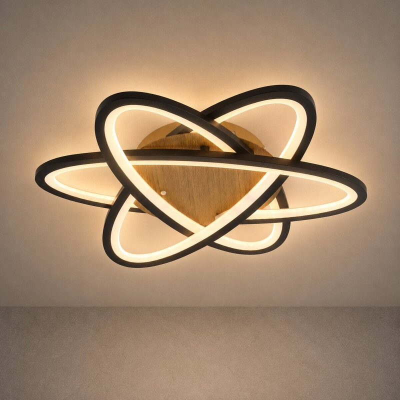 Люстра стельова VALESO LI97016-480 BK+WOOD, чорний + дерево, LED 102W