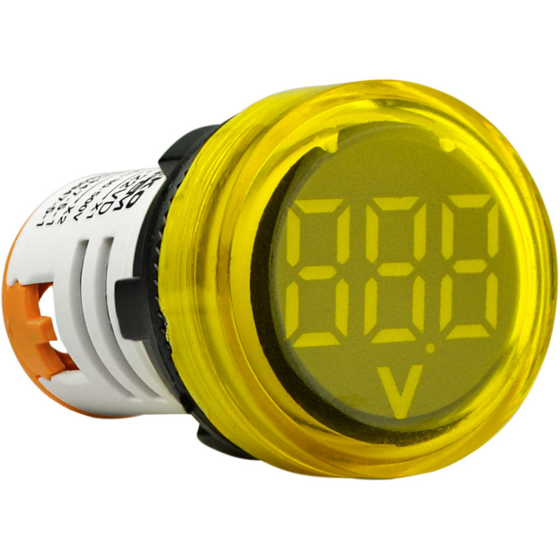 Круглий цифровий вимірювач напруги ED16-22VD 30-500В АС (жовтий)