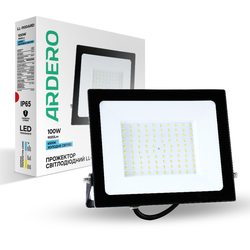 Світлодіодний прожектор Ardero LL-1100ARD 100Вт 6500K чорний