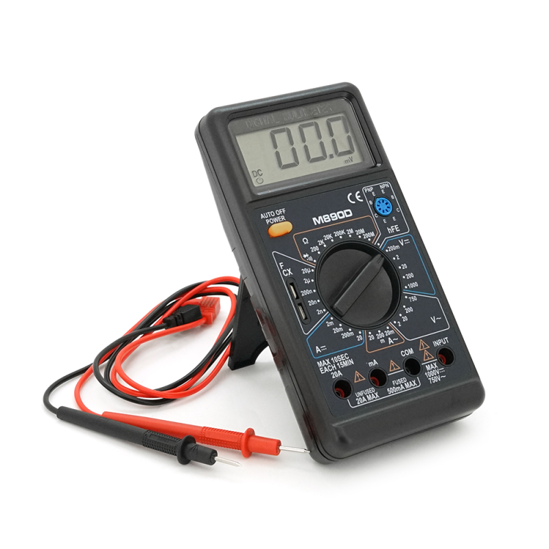Мультиметр M-890D Вимірювання: V (AC/DC), A (AC/DC), Ω, C, hFE. Функції: продзвонювання, тест діодів, транзисторів. Мультиметр M-890D Вимірювання: V (AC/DC), A (AC/DC), Ω, C, hFE. Функції: продзвонювання, тест діодів, транзисторів.