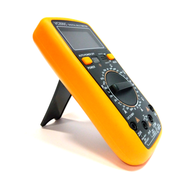 Мультиметр VC-890C Вимірювання: V (AC/DC), A (AC/DC), Ω, C, Hz, °C. Функції: Data Hold, продзвонювання, тест діодів/транзисторів. Мультиметр VC-890C Вимірювання: V (AC/DC), A (AC/DC), Ω, C, Hz, °C. Функції: Data Hold, продзвонювання, тест діодів/транзисто