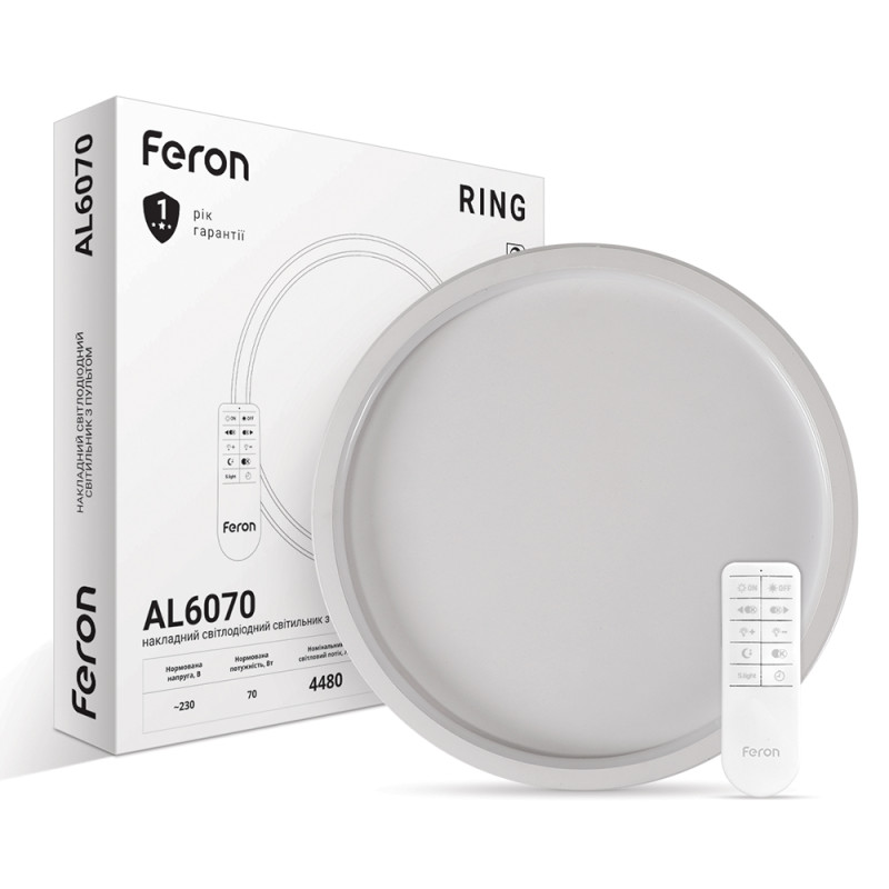 Світлодіодна накладна люстра Feron AL6070 RING 70Вт білий