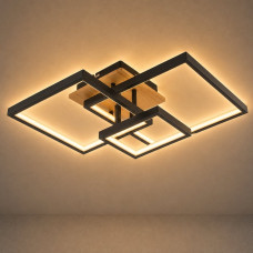 Люстра стельова VALESO DK6589-3 BK+WOOD, чорний + дерево, LED 102W